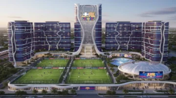 شراكة رياضية.. ناطحات سحاب في دبي ومجمع فاخر بأبوظبي يحملان شعار برشلونة